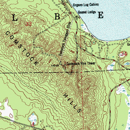 Topographic Map of Comstock Fire Tower, MI