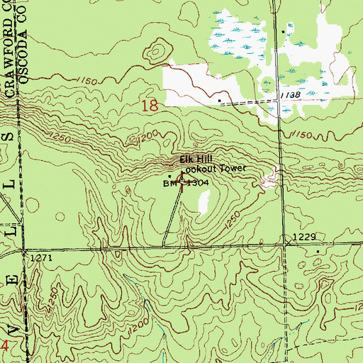 Topographic Map of Elk Hill Lookout Tower, MI