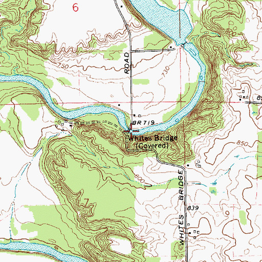 Topographic Map of Whites Bridge, MI