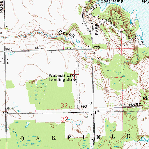 Topographic Map of Wabasis Lake Airport, MI