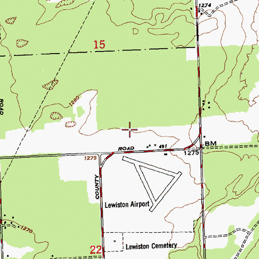 Topographic Map of Twin Lakes Airport (historical), MI