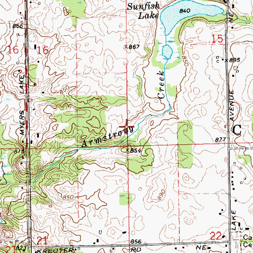 Topographic Map of Township of Cannon, MI
