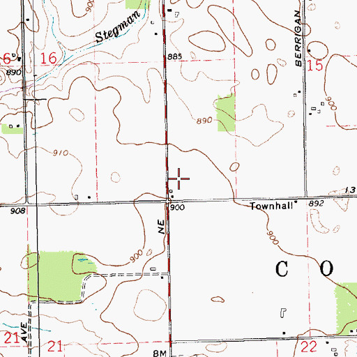 Topographic Map of Township of Courtland, MI