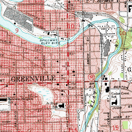 Topographic Map of City of Greenville, MI