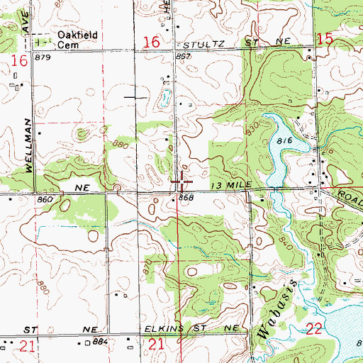 Topographic Map of Township of Oakfield, MI