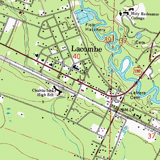 Topographic Map of Lacombe, LA