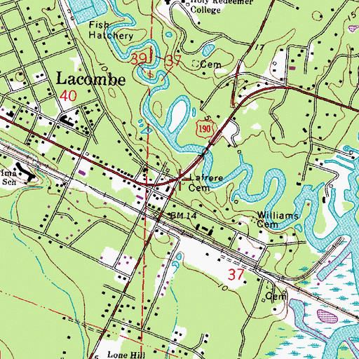 Topographic Map of Lafrere Cemetery, LA