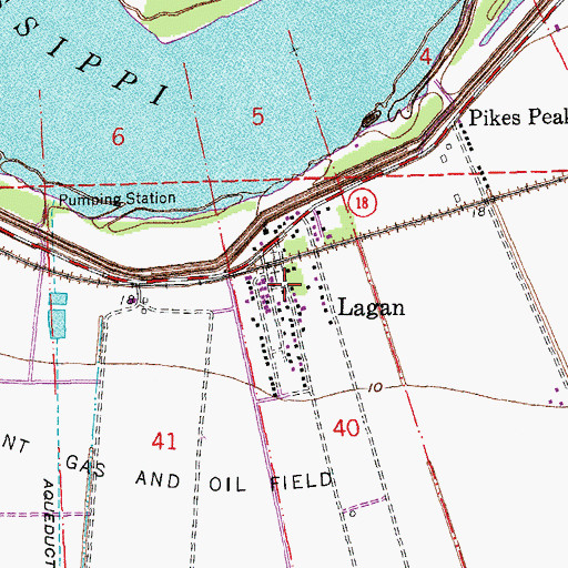 Topographic Map of Lagan, LA
