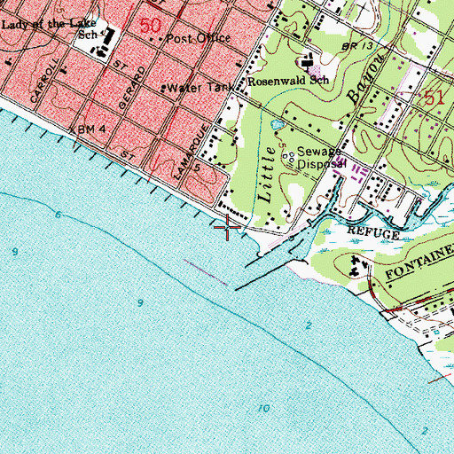 Topographic Map of Little Bayou Castine, LA