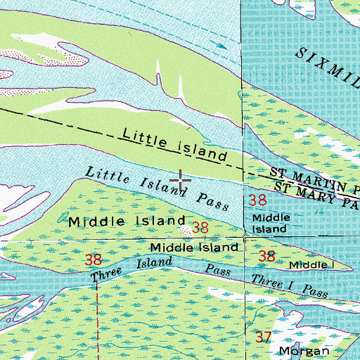 Topographic Map of Little Island Pass, LA