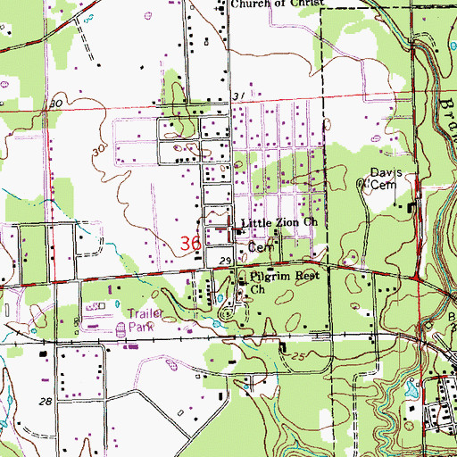 Topographic Map of Little Zion Church, LA