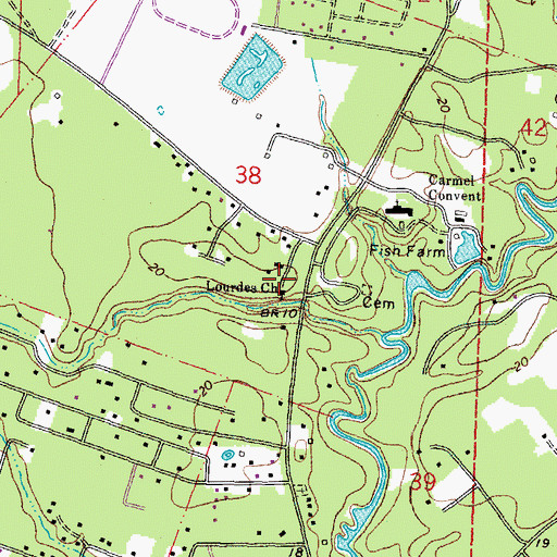 Topographic Map of Lourdes Church, LA