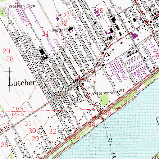 Topographic Map of Lutcher, LA