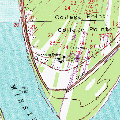 Topographic Map of Manresa House of Retreats, LA