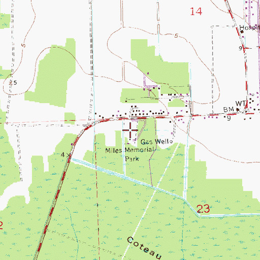 Topographic Map of Miles Memorial Park, LA