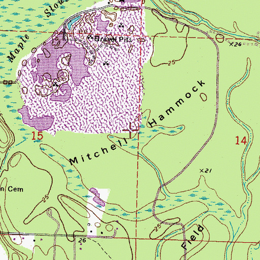 Topographic Map of Mitchell Hammock, LA