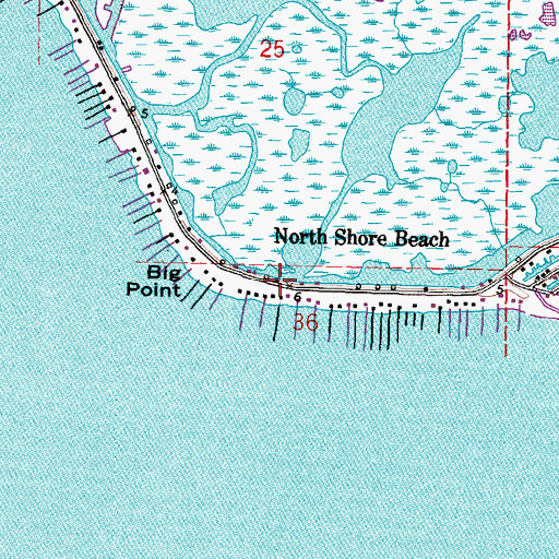 Topographic Map of North Shore Beach, LA