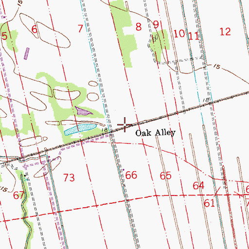 Topographic Map of Oak Alley, LA