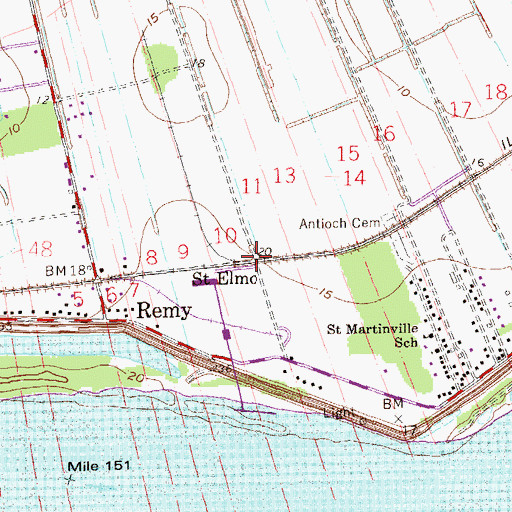 Topographic Map of Saint Elmo, LA