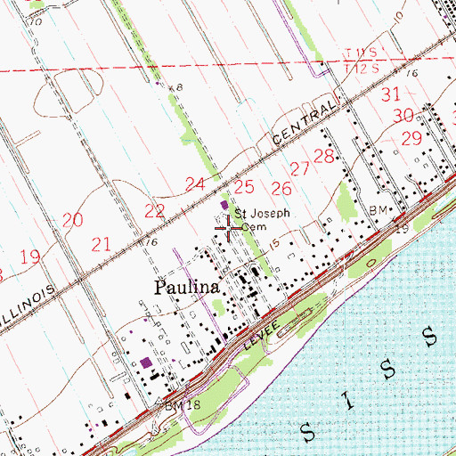 Topographic Map of Saint Joseph Cemetery, LA