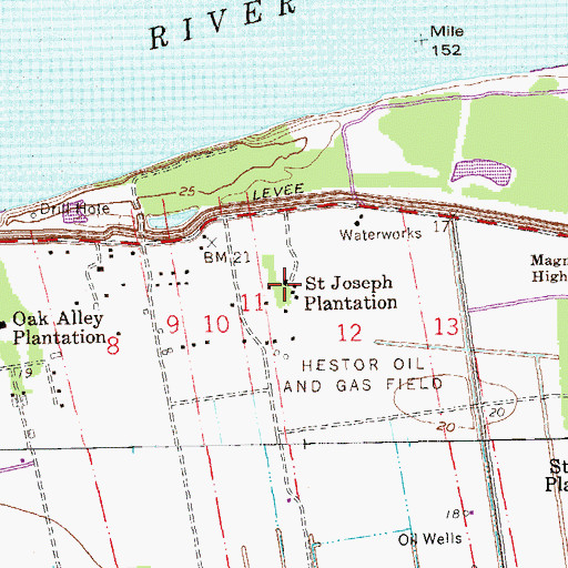 Topographic Map of Saint Joseph Plantation, LA