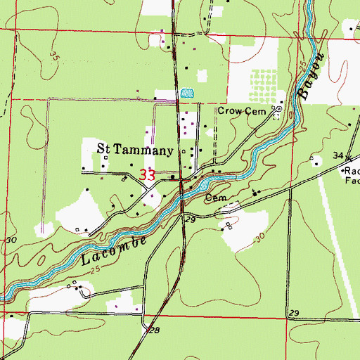 Topographic Map of Saint Tammany, LA