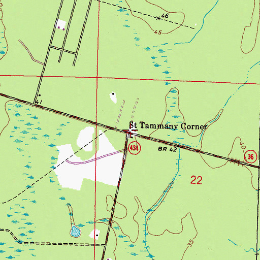 Topographic Map of Saint Tammany Corner, LA