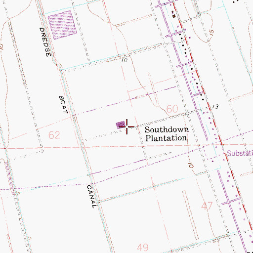 Topographic Map of Southdown Plantation, LA