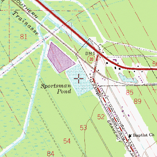 Topographic Map of Sportsman Pond, LA