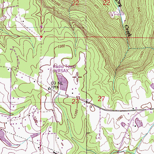 Topographic Map of Brindley Mountain, AL