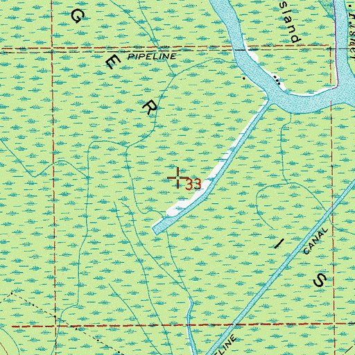 Topographic Map of Tiger Island, LA