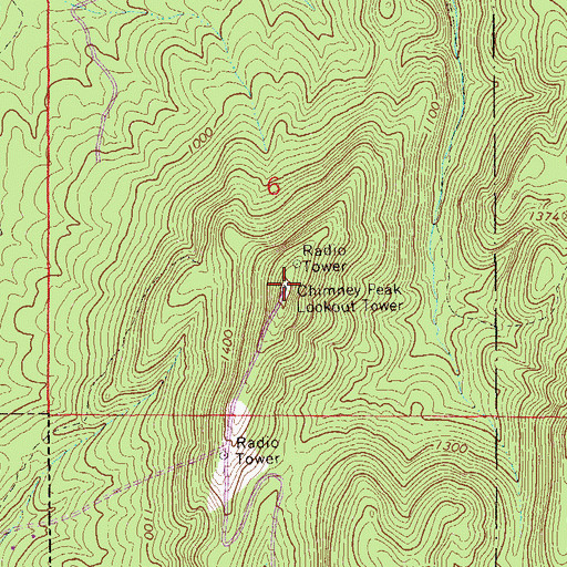 Topographic Map of Chimney Peak, AL