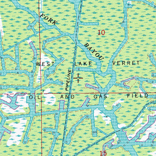 Topographic Map of West Lake Verret Oil and Gas Field, LA