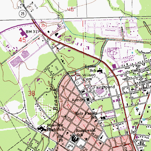 Topographic Map of Wilson Cemetery, LA