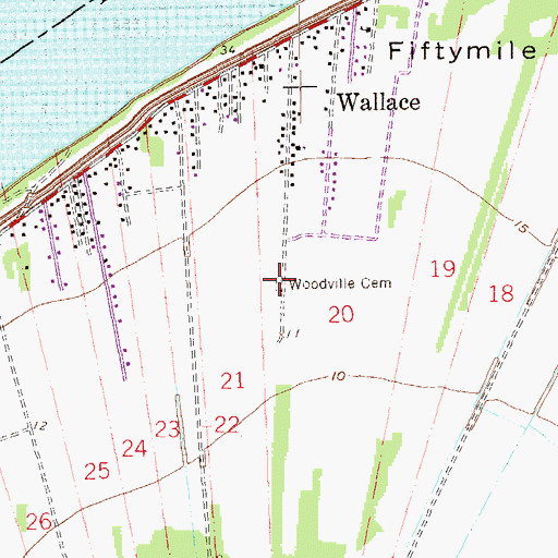 Topographic Map of Woodville Cemetery, LA