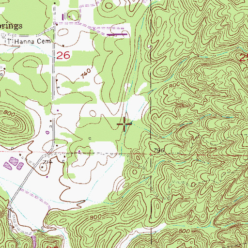 Topographic Map of Hannas Spring Branch, AL