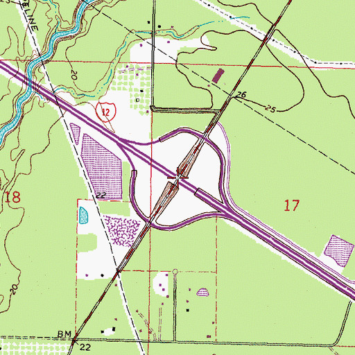 Topographic Map of Interchange 74, LA