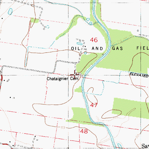 Topographic Map of Chataignier Cemetery, LA
