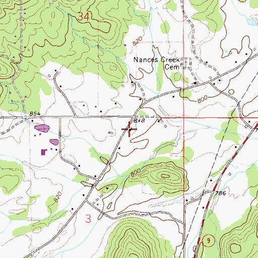 Topographic Map of Nances Creek Missionary Baptist Church, AL