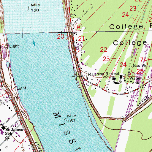 Topographic Map of College Point Landing, LA