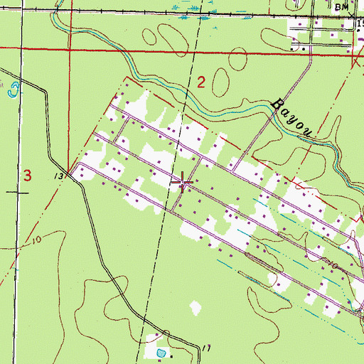 Topographic Map of Bayou Paquet Estates, LA