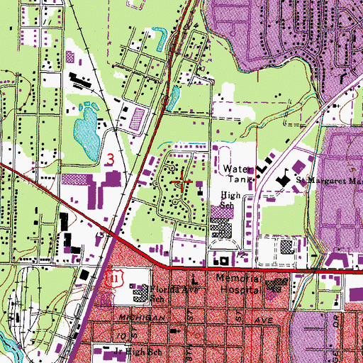 Topographic Map of Belvedere Estates, LA