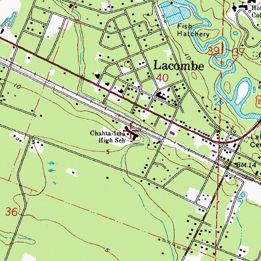 Topographic Map of Chahta - Ima Elementary School, LA