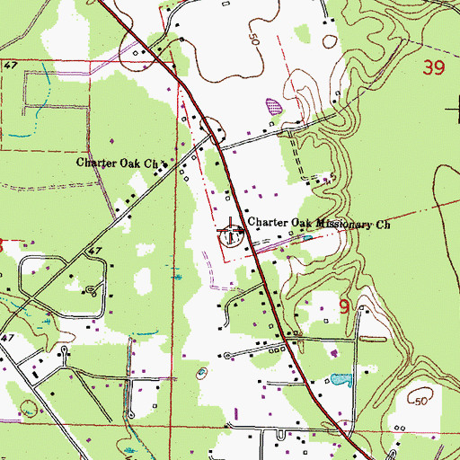 Topographic Map of Charter Oak Cemetery, LA