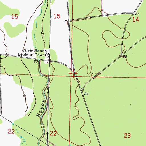 Topographic Map of Dixie Ranch, LA