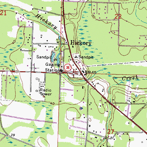 Topographic Map of Hickory Cemetery, LA