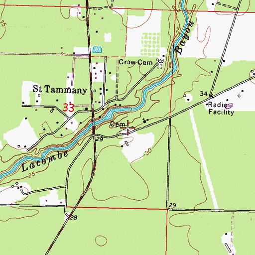 Topographic Map of Peace Grove Cemetery, LA