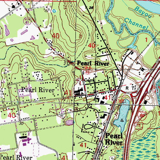 Topographic Map of Pearl River Cemetery, LA
