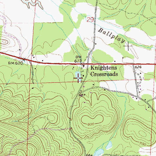 Topographic Map of Collins Spring, AL