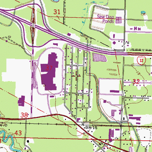 Topographic Map of Slidell Manor, LA